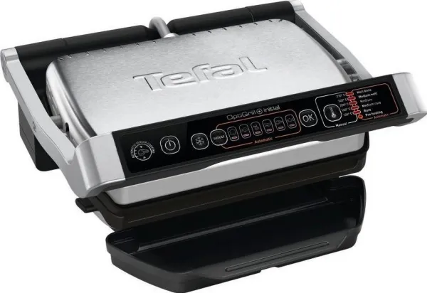 Tefal OptiGrill  GC706D34 - Grill - elektrisk - 600 cm2 - rustfrit stål/sort