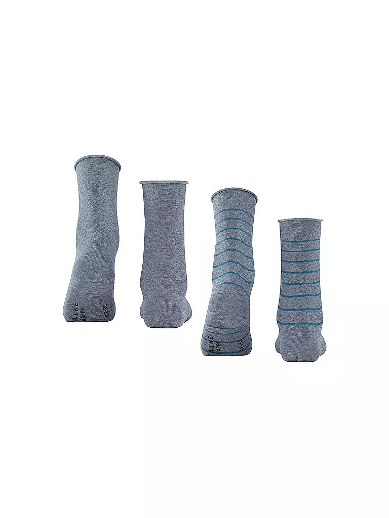 FALKE Sneakersocken Happy Stripe 2er Pkg light greymel. grau