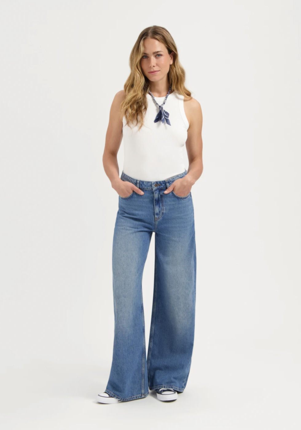 Kuyichi Damen-Jeans Francis Super Wide Rosebowl Blue
