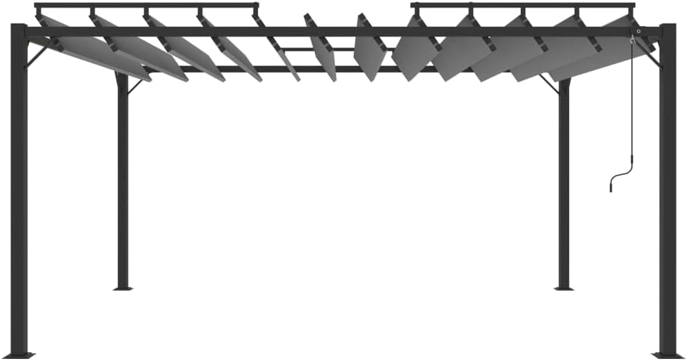 Garten Pavillon Pergola mit Lamellendach 3x4 m Anthrazit Stoff und Aluminium