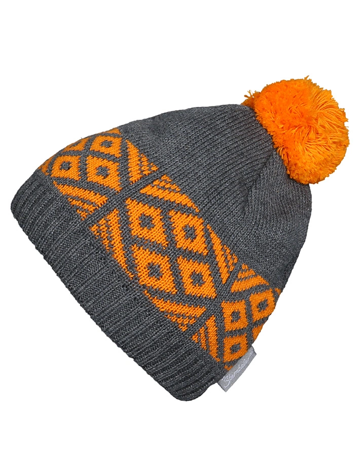 Strick-Mütze mit Muster in anthrazit/orange