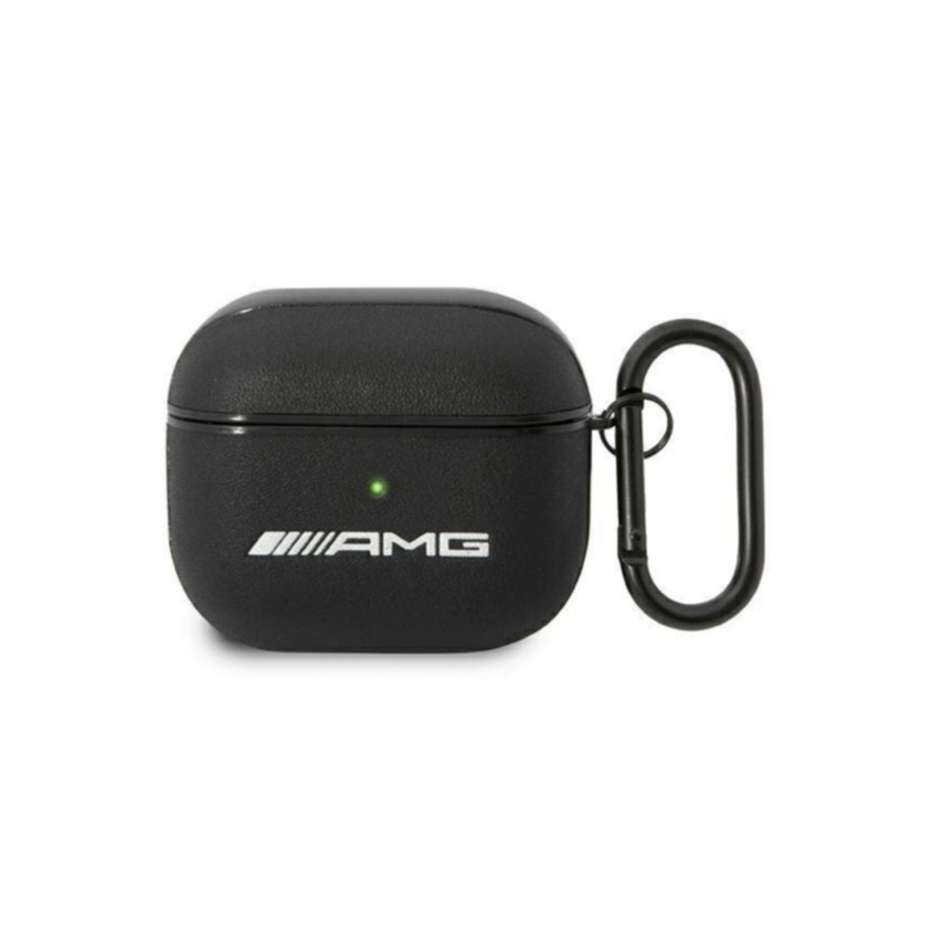 AirPods (3. Generation) Leder Schutzhülle Abdeckung mit Karabinerhaken (AMA3SLWK) - Schwarz