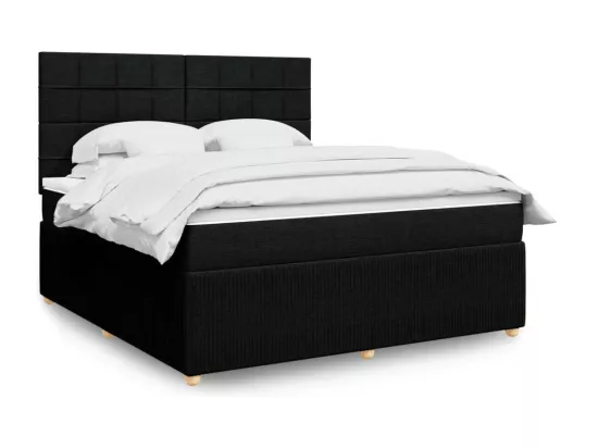 Sommier à lattes de lit avec matelas Noir 180x200 cm Tissu