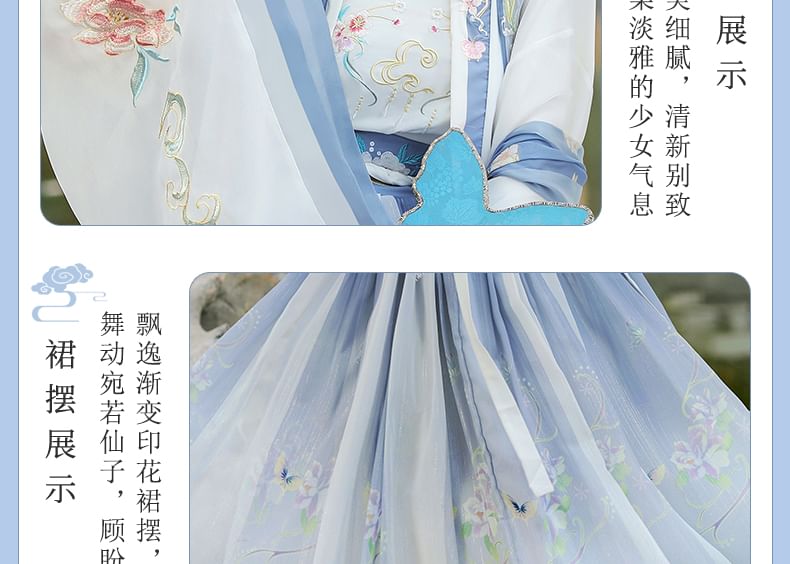 Francoix - Hanfu-kostuumset met geborduurde bloemen