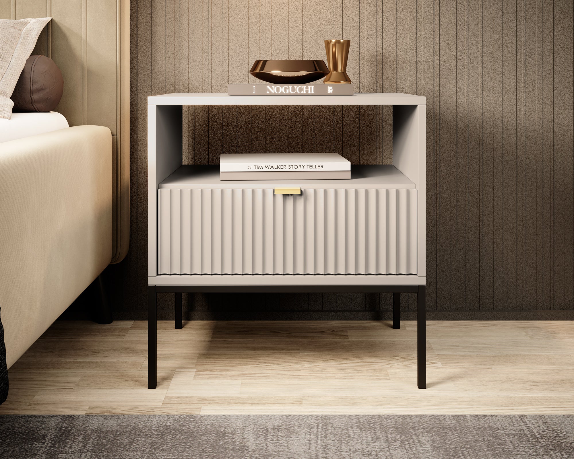 Navil - Nachtkastje - Beige - 54x39x56 cm
