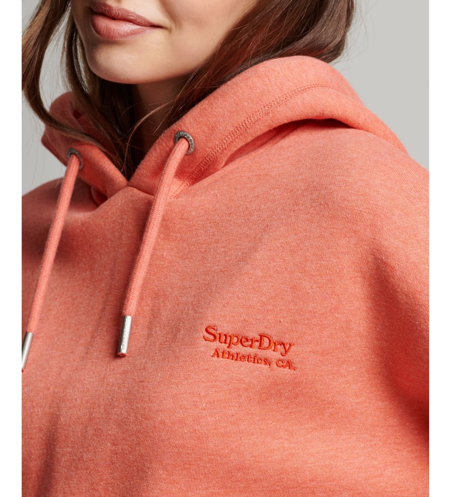 Moletom curto com capuz e logo laranja vintage da Superdry
