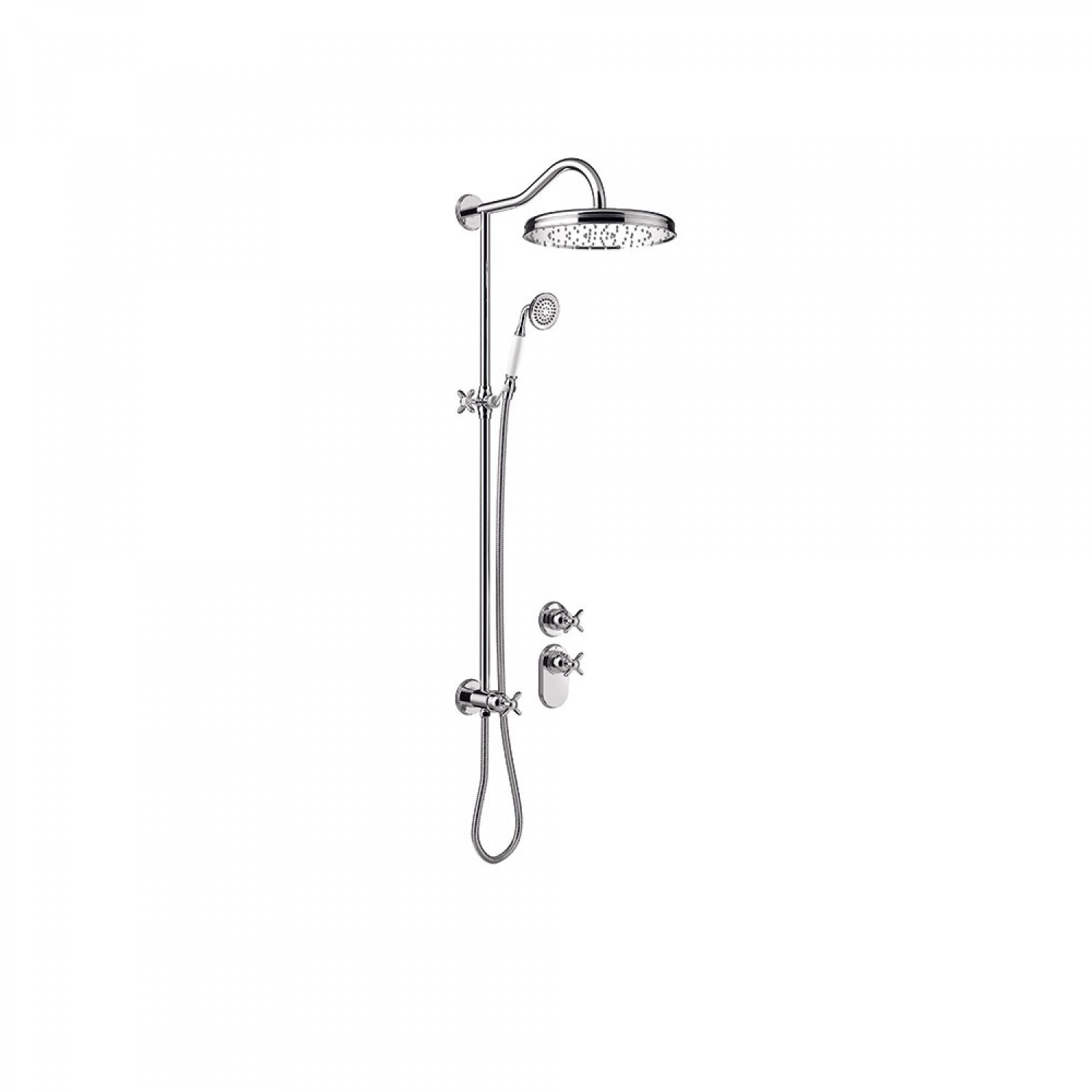 Tres Clasic opbouw regendoucheset met 2-wegs inbouw thermostaatkraan chroom