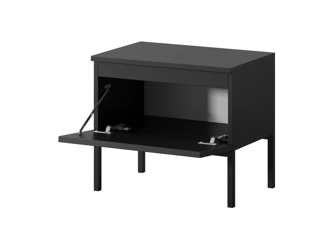 Table de chevet - noir avec pieds noirs - Bemmi
