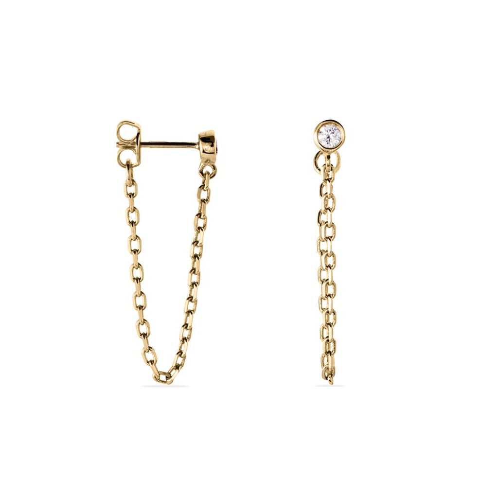 Boucles D'oreilles Pendantes Plaqué Or Lienard Oxydes De Zirconium