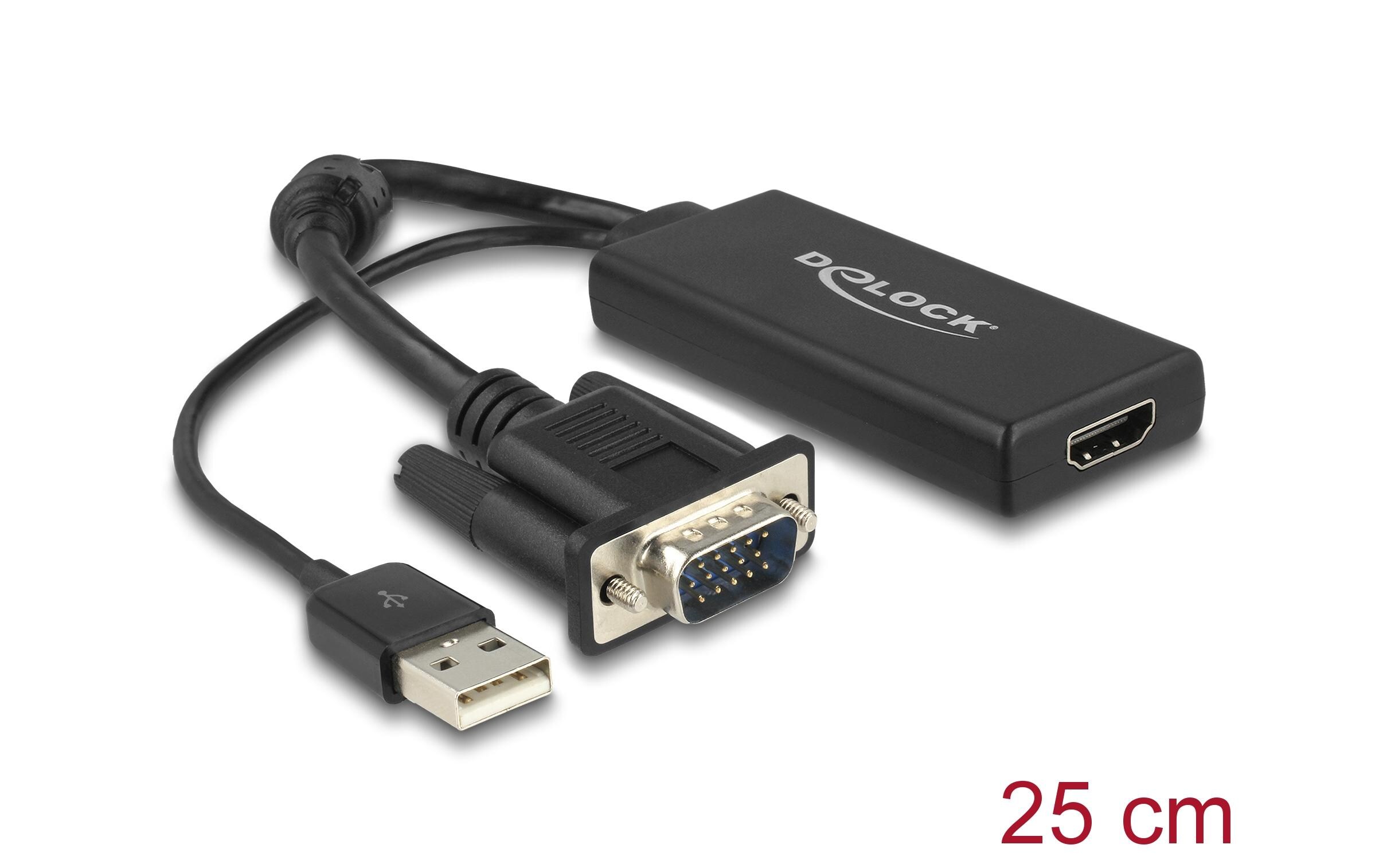 Konverter VGA - HDMI, mit AudioDelock VGA zu HDMI Adapter mit Audio schwarz
