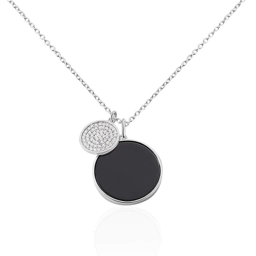 Collier Adonya Argent Blanc Céramique Et Oxyde De Zirconium