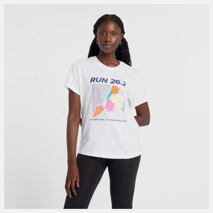 New Balance Dame T-shirts NYC Marathon Grafic T-shirt Hvid