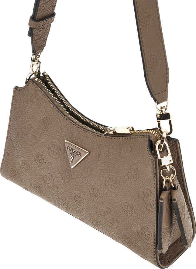 GUESS CRESIDIA TOP ZIP SHOULDER BAG Dark taupe