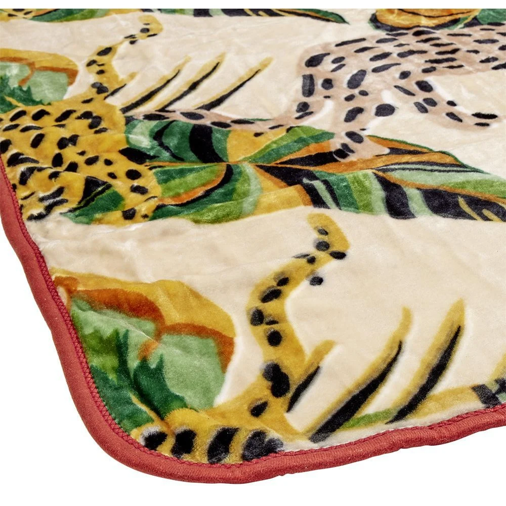 Couverture 2 places imprimé assorti jungle ou animal 240x220 cm