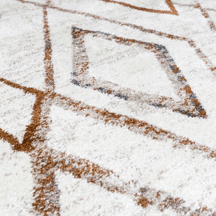 Rond hoogpolig vloerkleed - Blend Diamond Terra