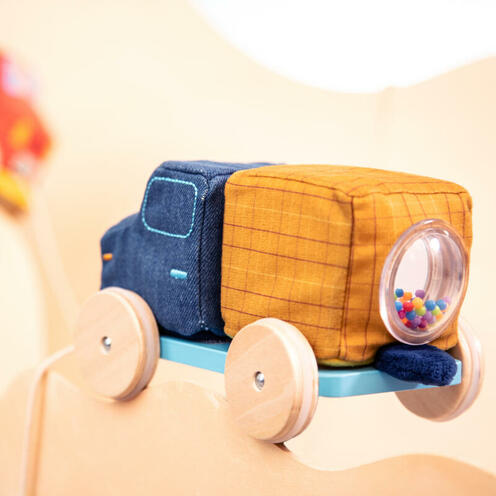 Camion toupie à tirer - Bleu - LILLIPUTIENS