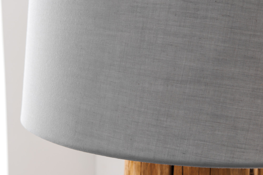 Design Stehlampe ROOTS 160cm Treibholz Leinenschirm grau handmade
