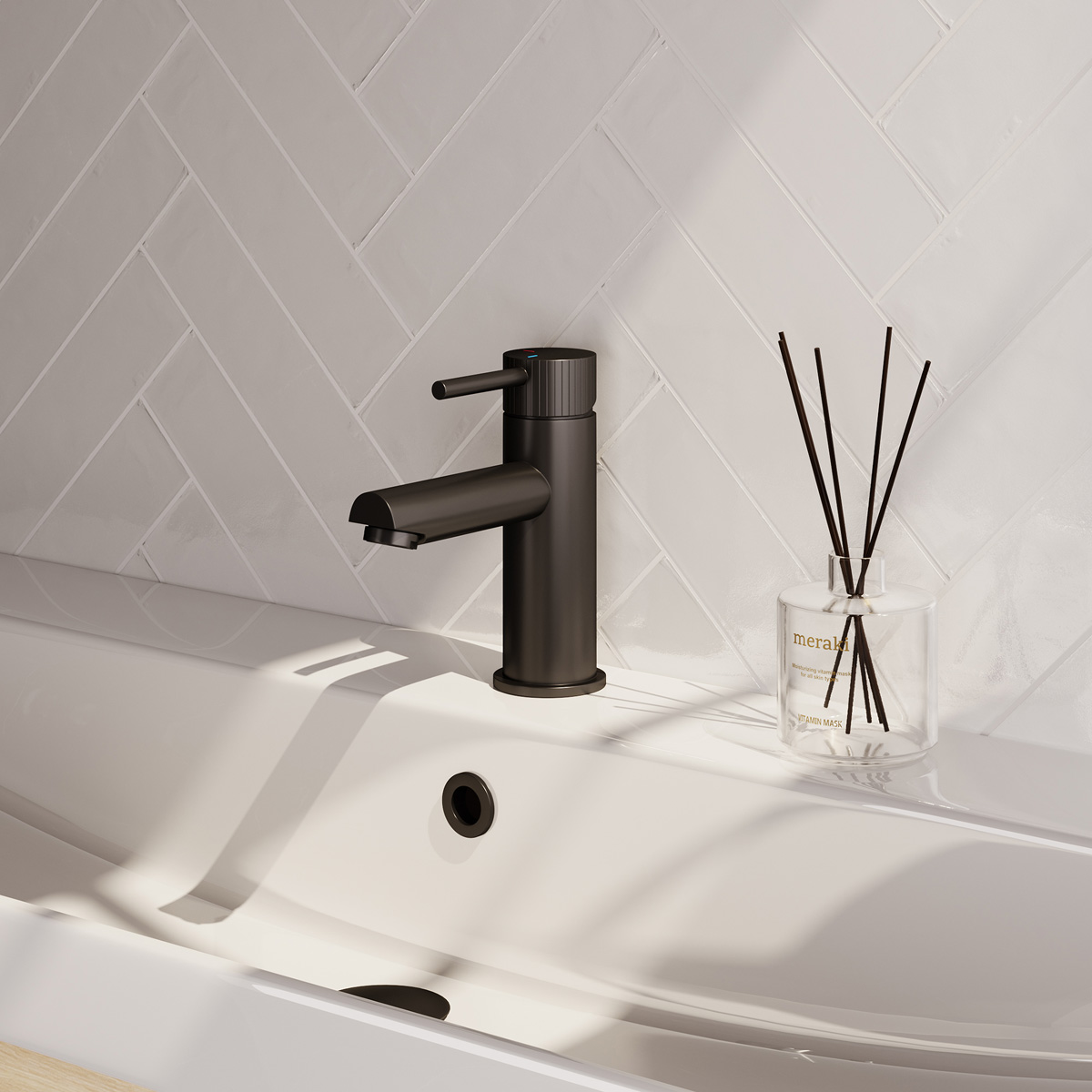 Brauer Stripe wastafelkraan model A met ColdStart zwart mat
