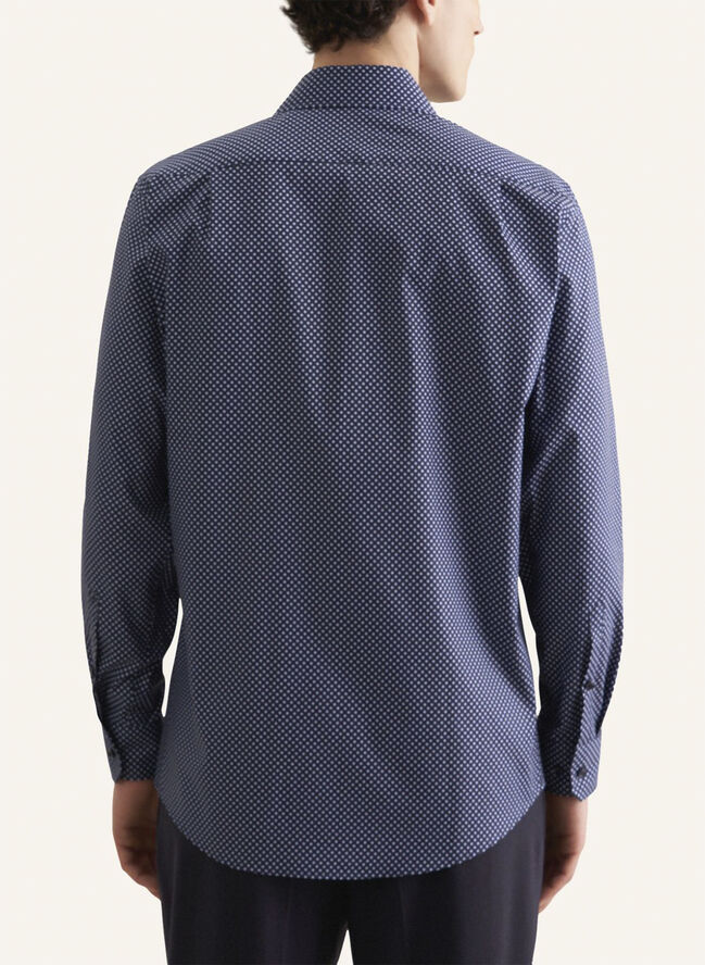 Seidensticker Business Shirt Regular Long sleeve Kent-Collar Print Blue