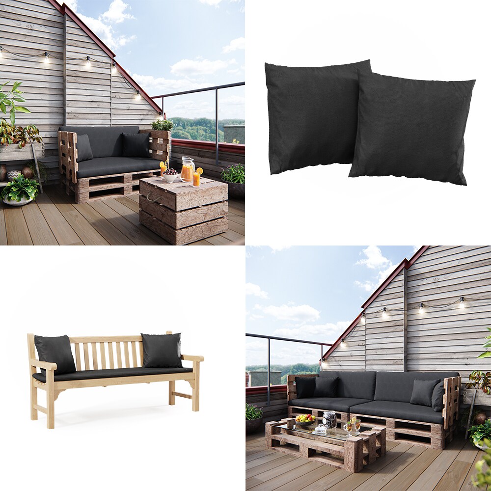 Vicco Loungekissen Palettenkissen Gartenkissen Anthrazit 2er Set Balkonkissen