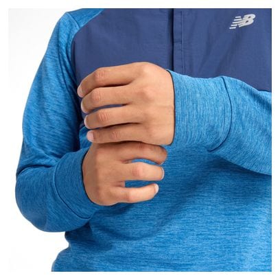 Haut thermique 1/2 zip New Balance Athletics Heat Grid Gris/Bleu Homme
