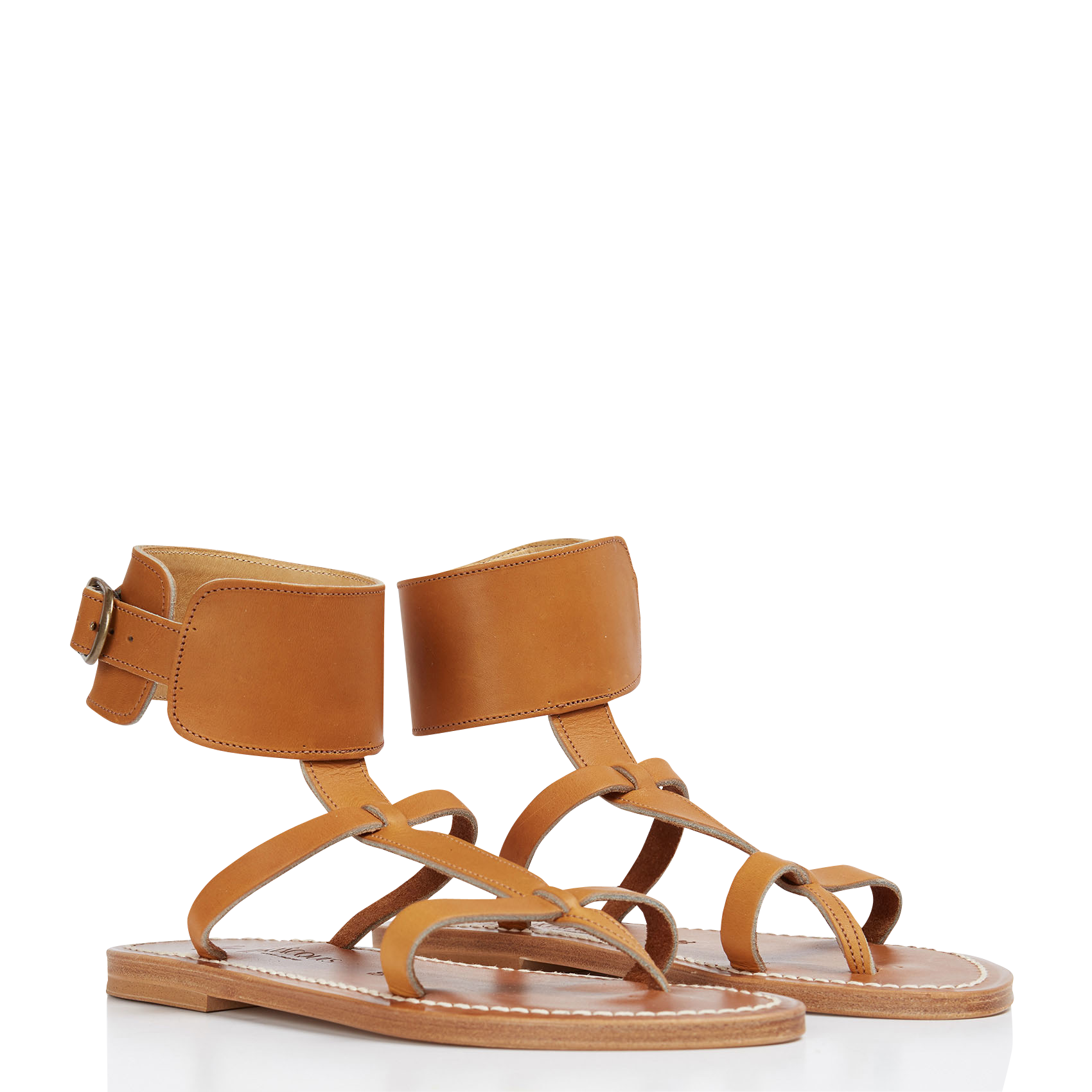 Caravelle - Sandales plates bracelet cheville en cuir | Marron