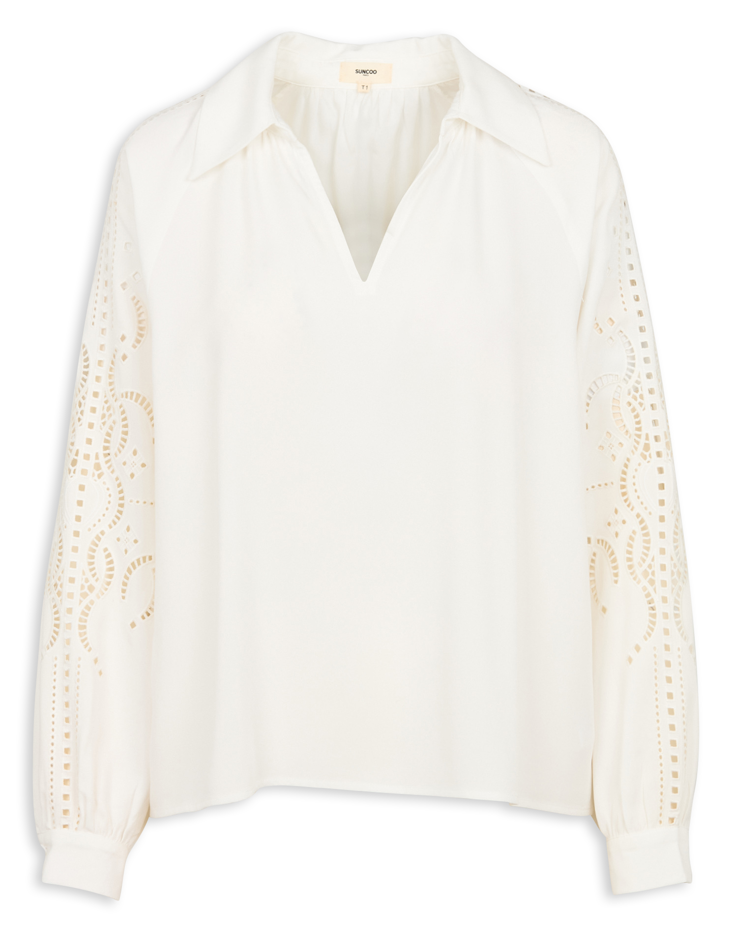 LORY - Blouse droite ajourée| Blanc