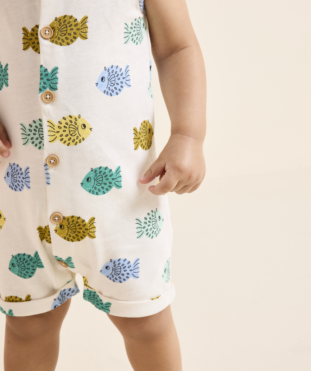 combishort bébé garçon en coton bio imprimé poissons