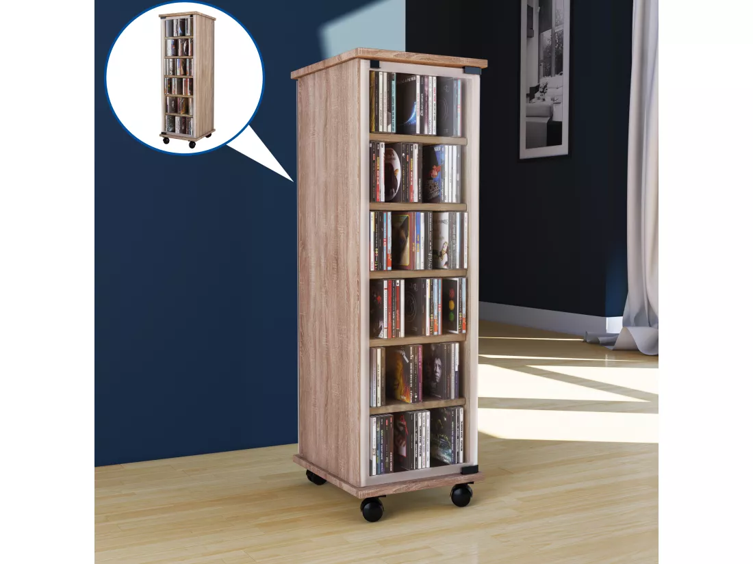 Bois CD DVD Stand Étagère Valenza Porte vitrée