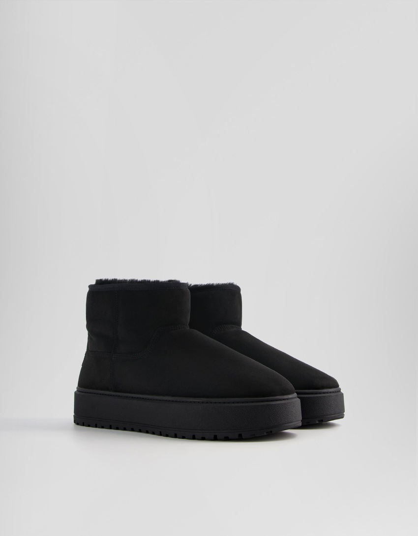 Botas masculinas de cano curto com forro de pele sintética