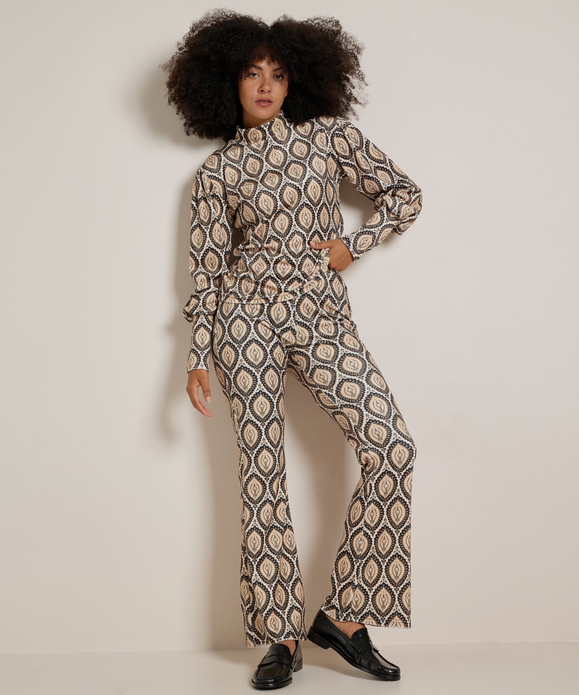 flared fit broek velvet dessin