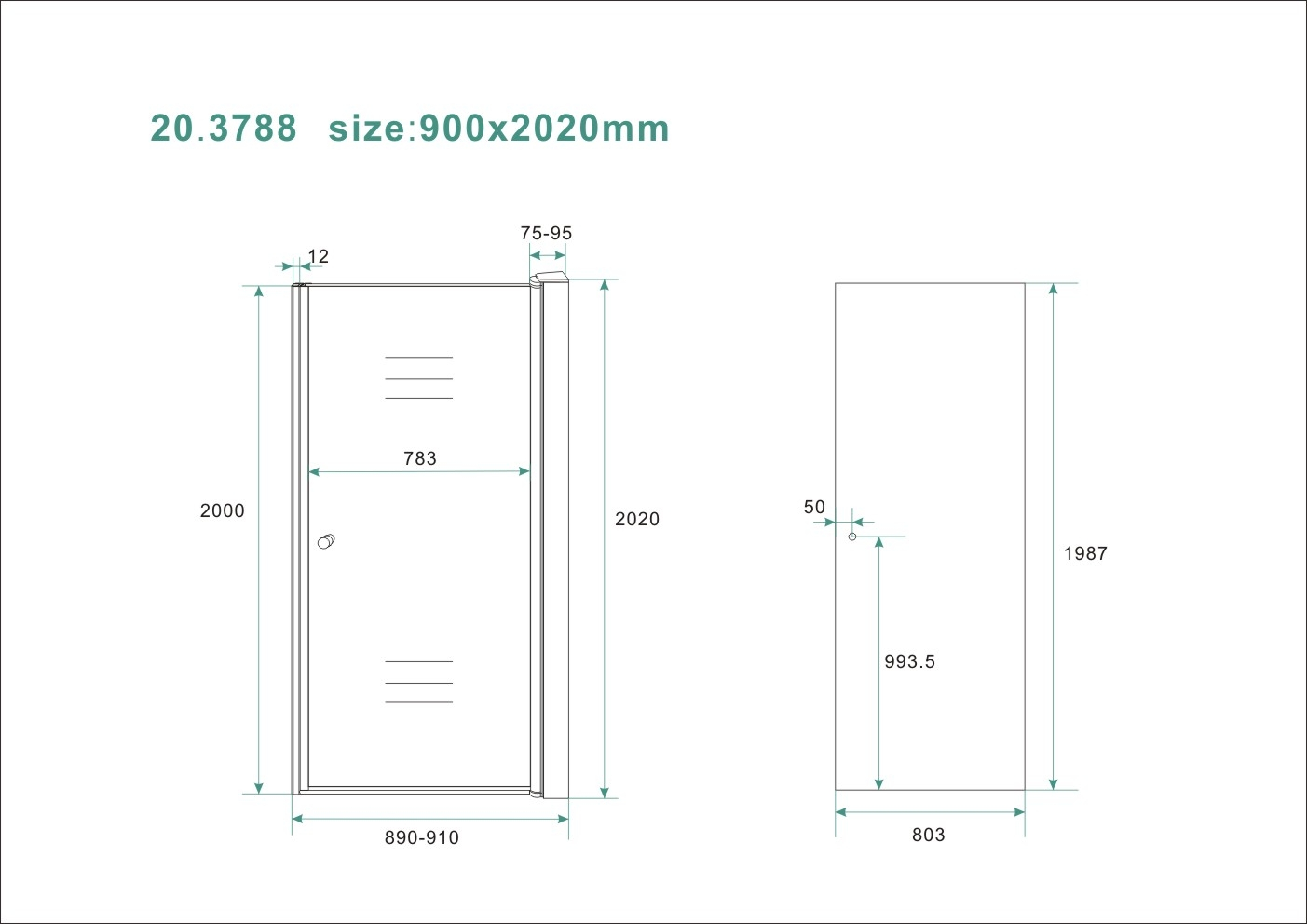 Mueller Smoke nisdeur 90x202 rookglas Anti-kalk