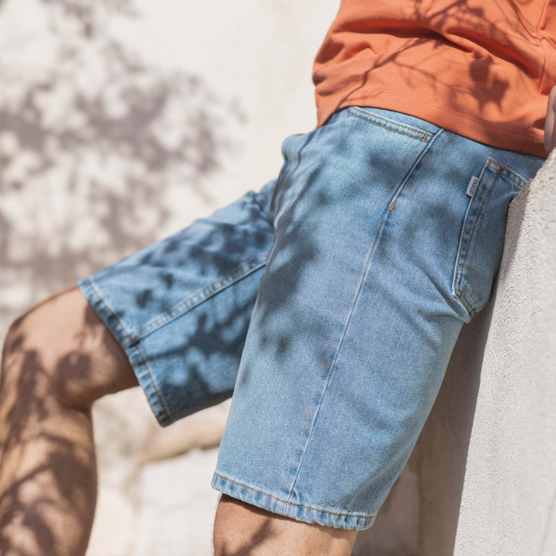 Short light blue Coton et coton reyclé - modèle short denim