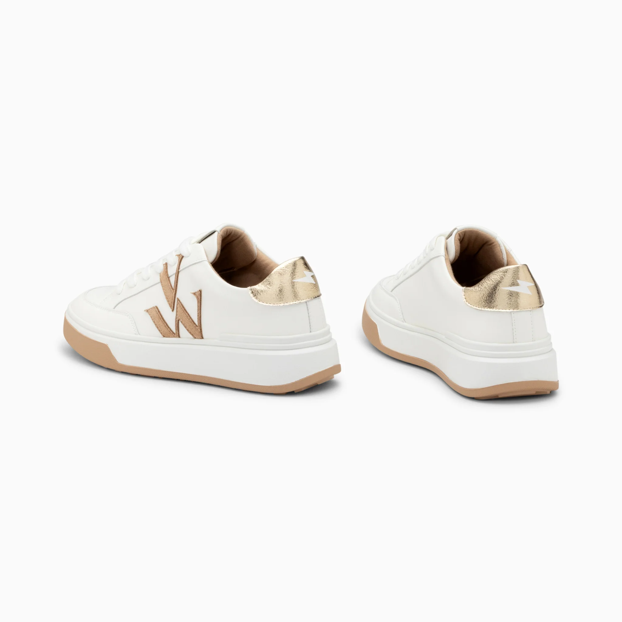 Sneakers-Baskets monogramme Candice blanc et beige