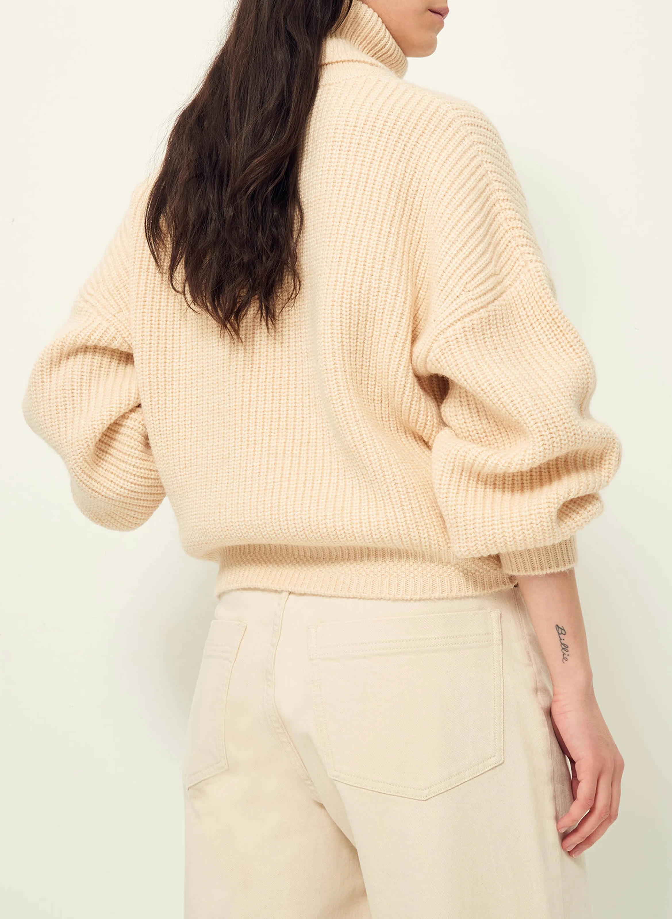 MONTFORT - Col roulé ample col laine mélangée| Beige