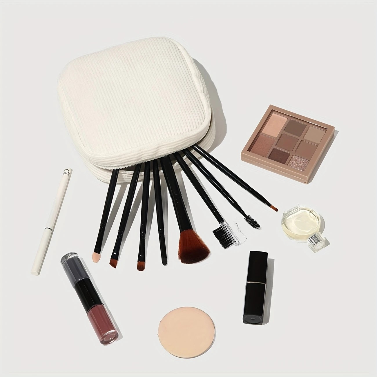 (13x13cm) Mini Kosmetik Make Up Tasche Necessaire Organizer Bag mit Reissverschluss - Weiss