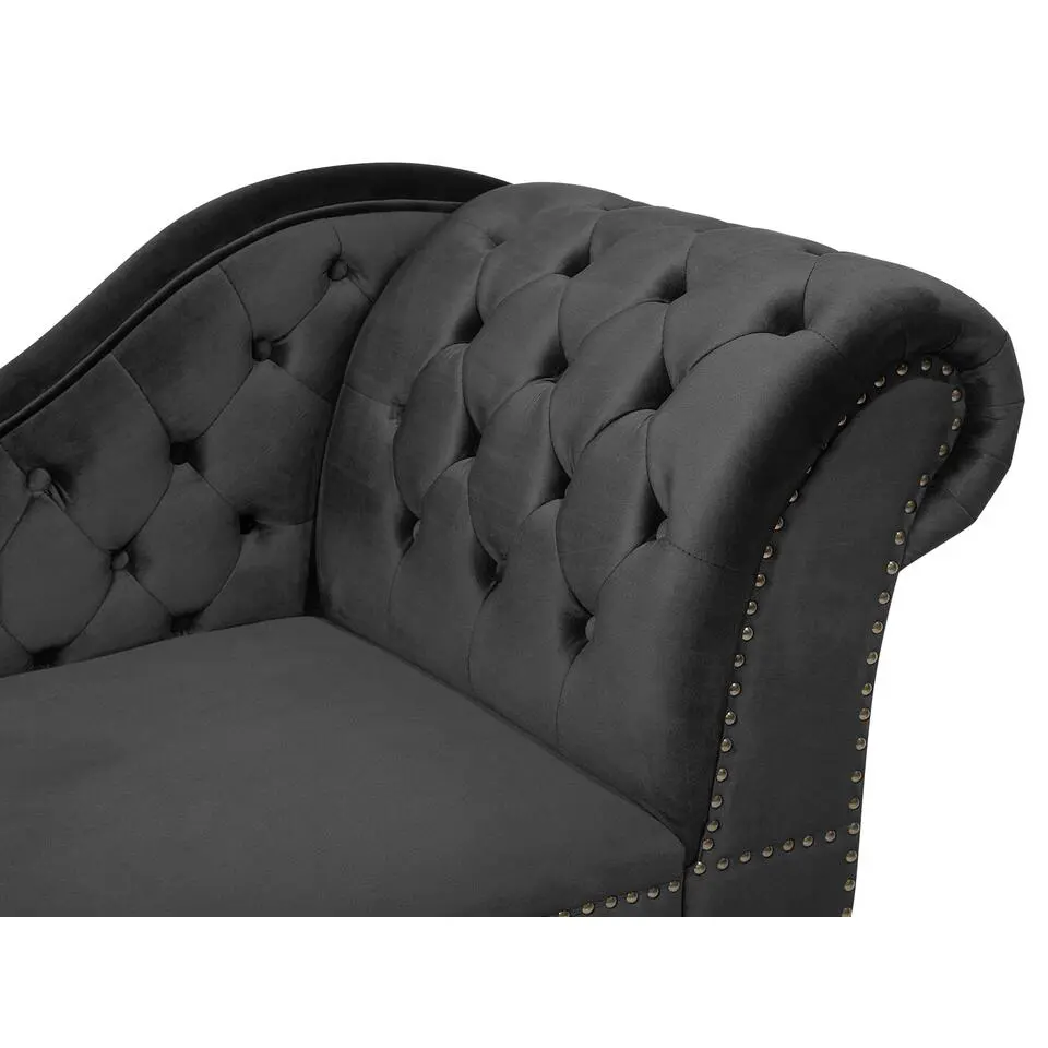 NIMES - Chaise longue - Zwart - Rechterzijde - Fluweel