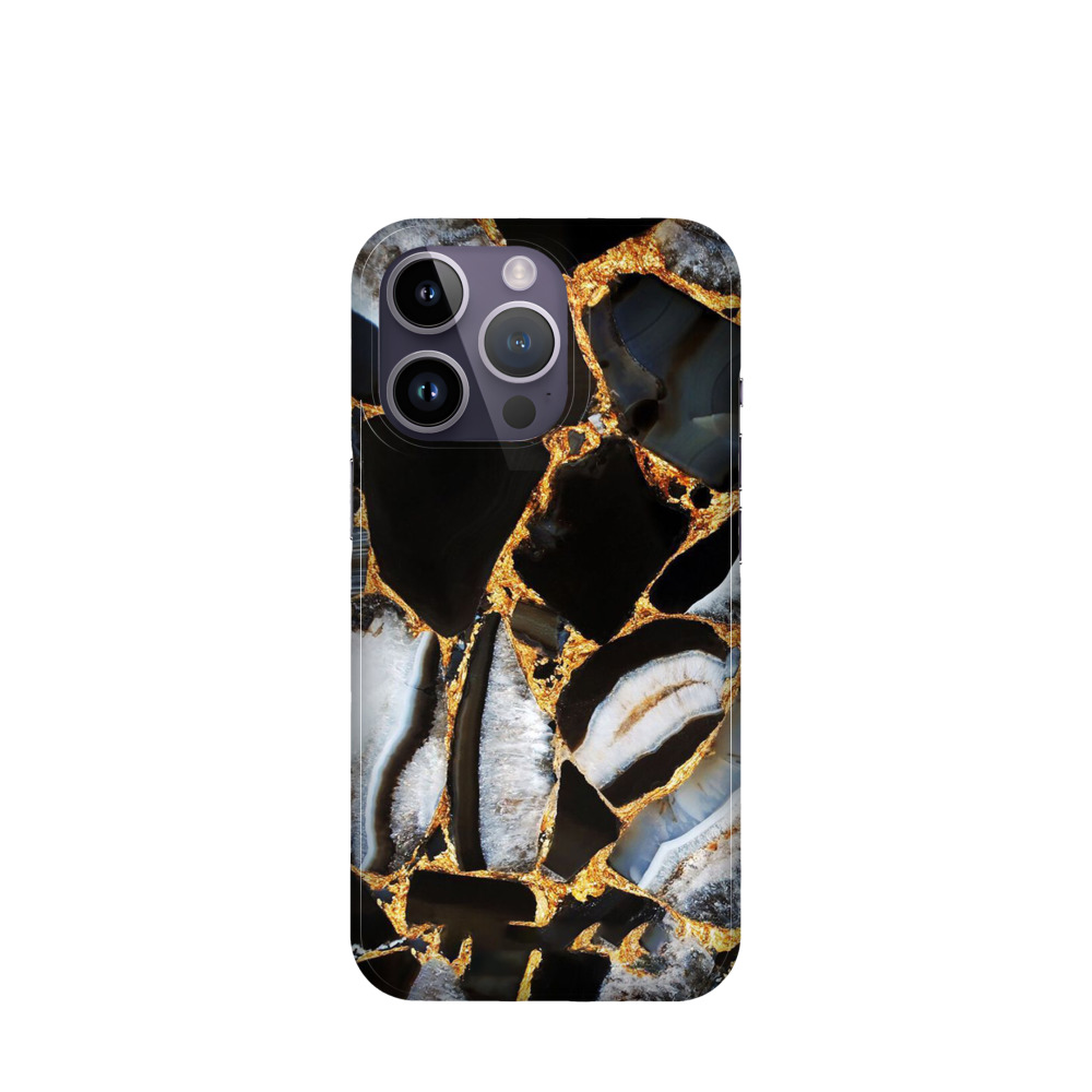 iPhone 14 Pro Kunststoff Hülle Marmor Marble 6 - Schwarz