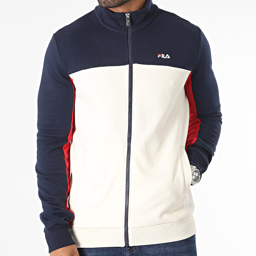 Sweat Zippé FAM0499 Bleu Marine Blanc Rouge