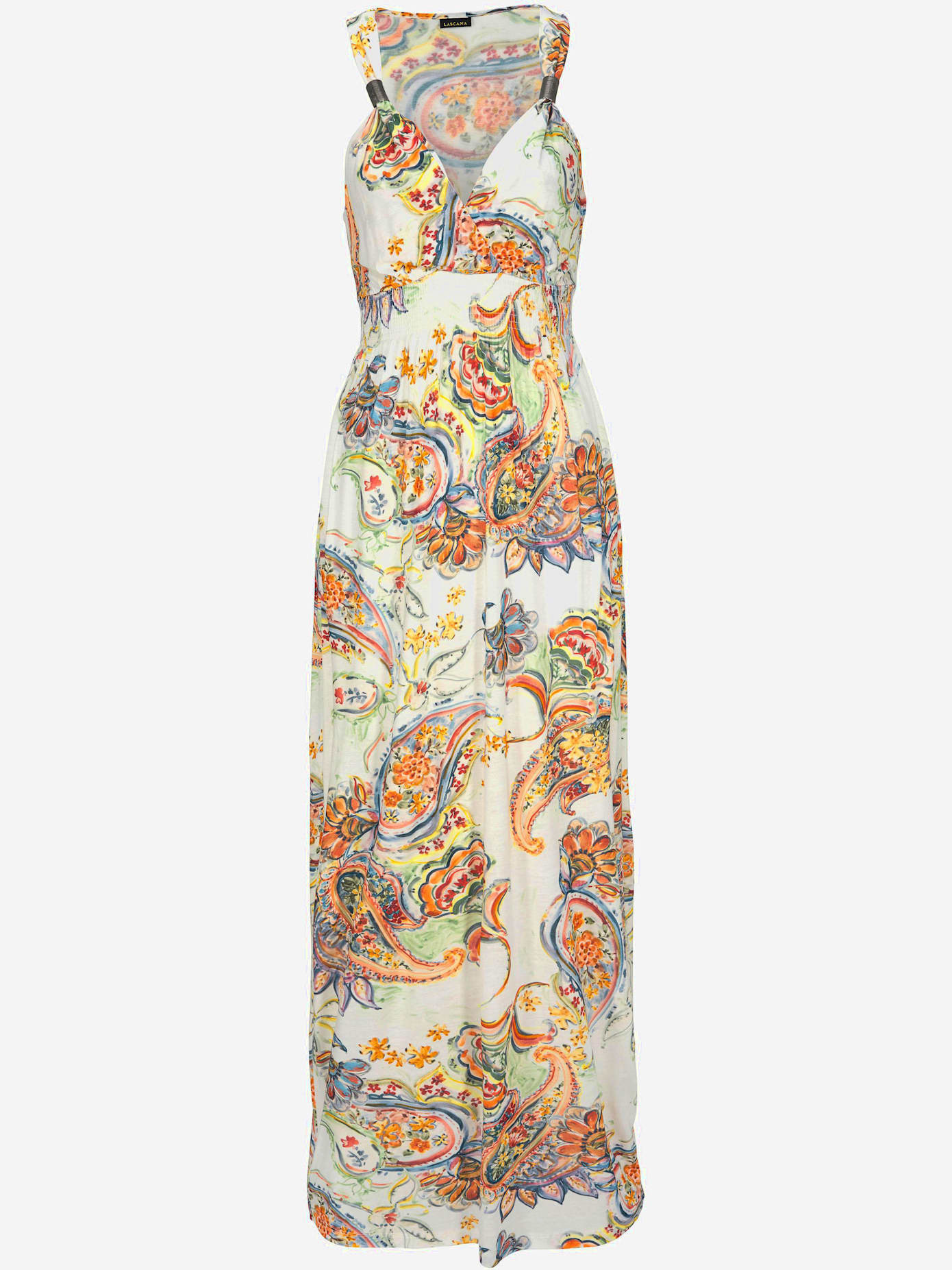 Robe longue encolure en v effet cache-cœur
