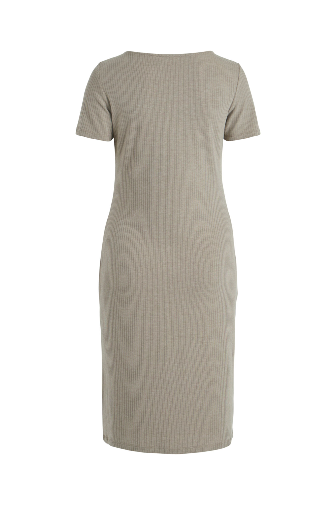 Vestido midi com botões canalé - Marrom