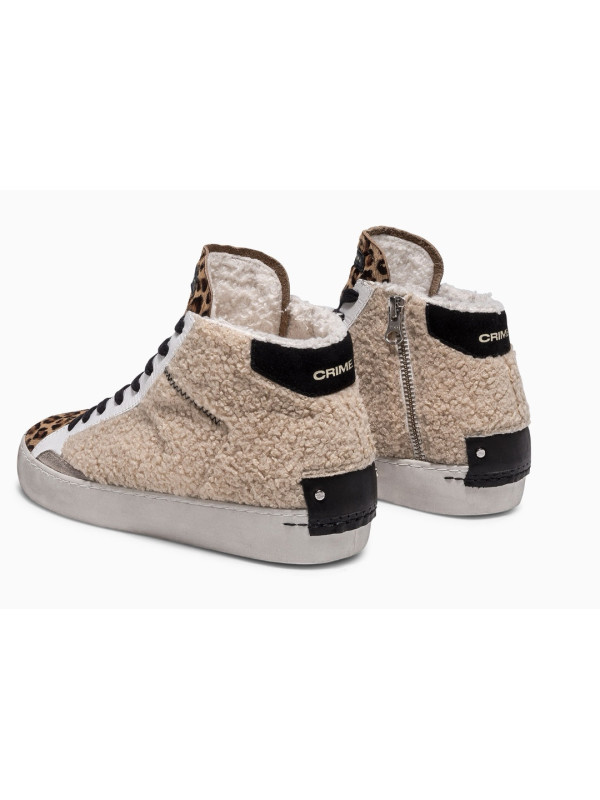 Sneakers HIGH TOP DISTRESSED Beige - Crime London