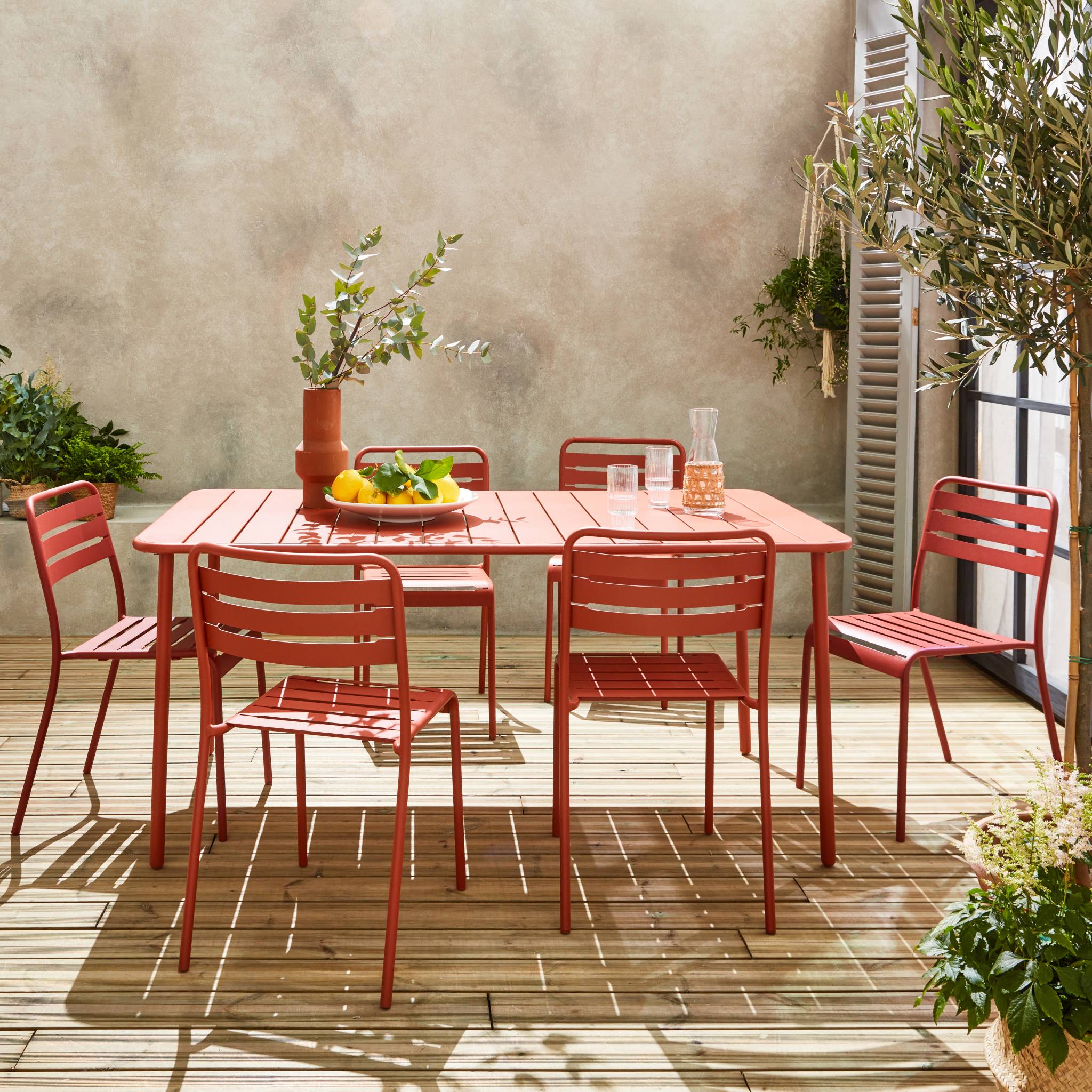 sweeek - Tuintafel met 6 stoelen metaal
