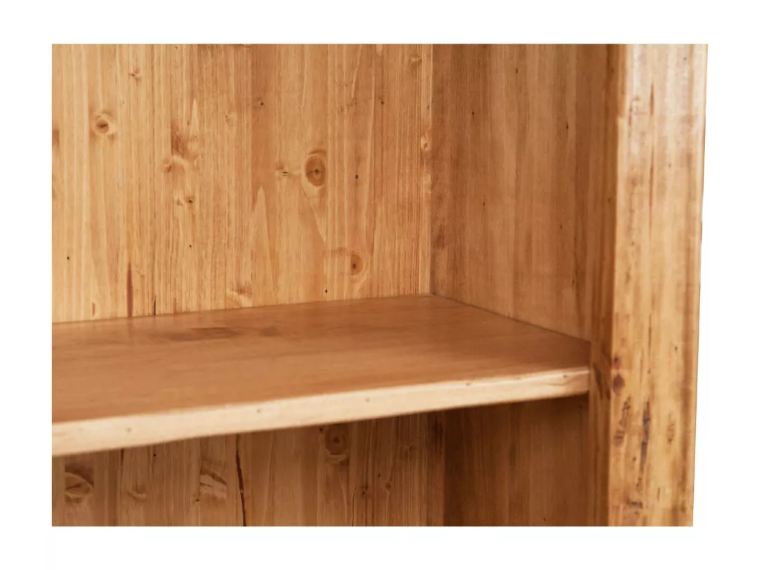 BISCOTTINI Armoire - Bois de tilleul massif finition naturelle antique - Polyvalente - Rangement - Jardin - Salon - Cuisine - Salle à manger - Étagères - Chambre - Buffet - 79x38x211cm