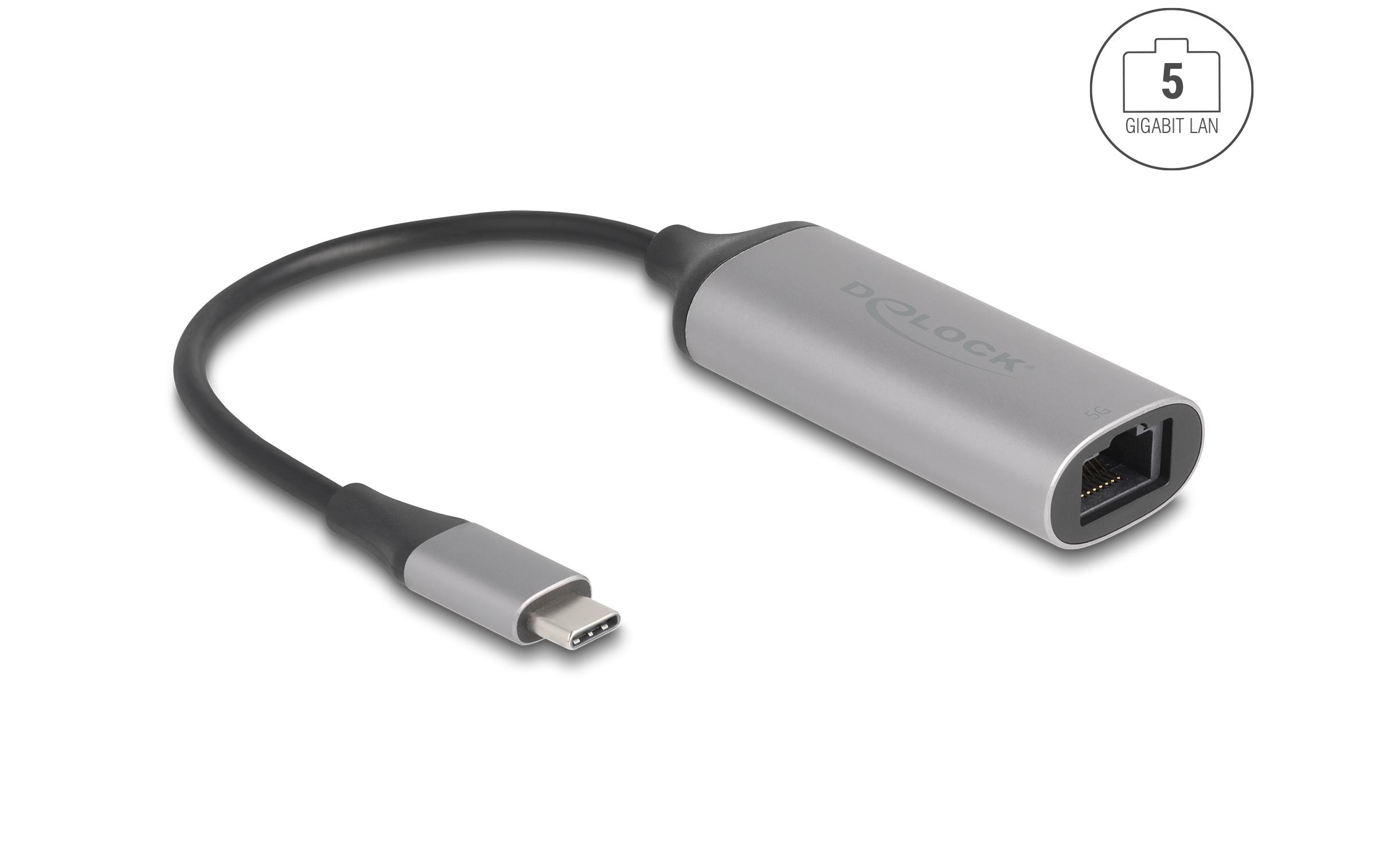 Netzwerk-Adapter USB-C – RJ45 5 Gbps USB Typ-CUSB Type-C Adapter zu 5 Gigabit LAN Anthrazit
