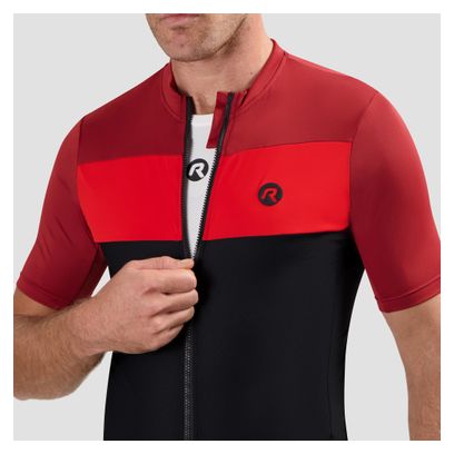Maillot Manches Courtes Vélo Rogelli Core Block Noir/Bordeaux/Rouge Homme