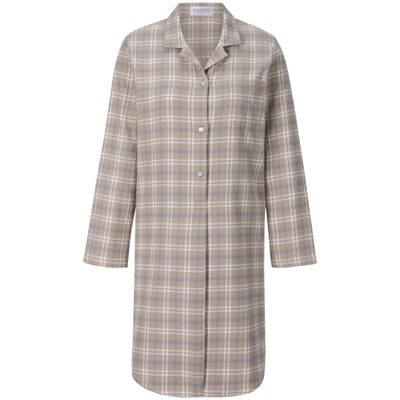 Damen-Nachthemd kariert, Beige-Blau