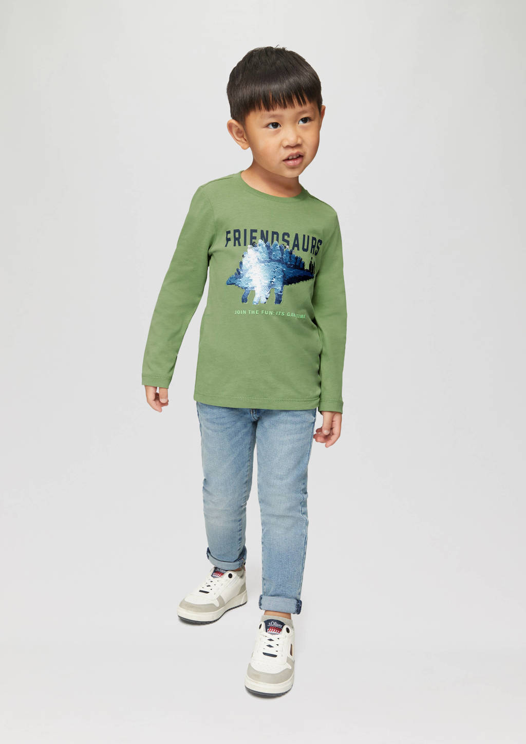s.Oliver longsleeve met printopdruk groen