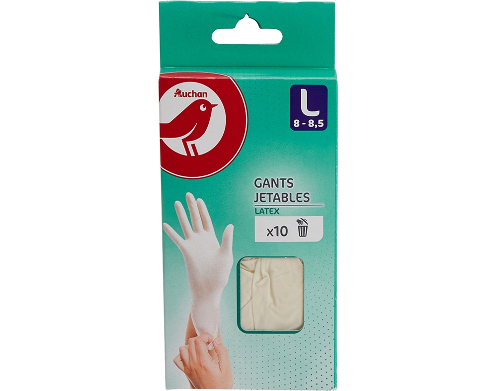 LUVAS AUCHAN LATEX TAMANHO GRANDE 10UN