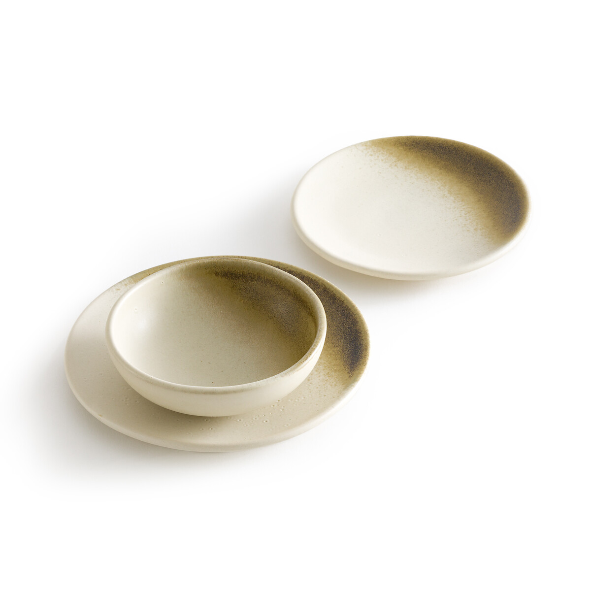 AM.PM<br>Conjunto de 4 pratos de sobremesa de barro, Macchiato